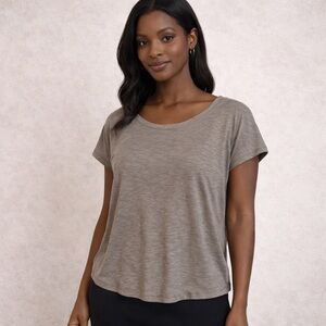 Athleta Women’s Small Gray Slub Knit Scoop Neck Casual Tee Short Sleeve